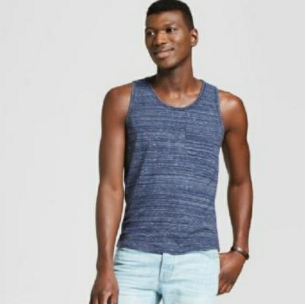 New Men's Size Small Blue Sleeveless Tank Shirt